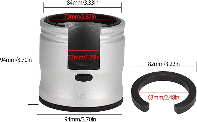 Espresso Tamping Station, Coffee Portafilter Holder, Aluminum Alloy Stand Fit for Most 51mm, 53mm, 54mm and 58mm Portafilter (Round,Silver)