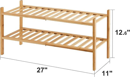 viewcare 2-Tier Bamboo Shoe Rack - Image 3