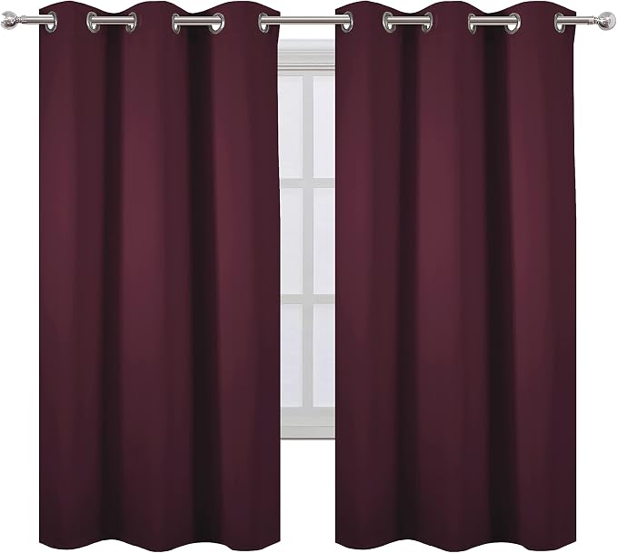 Burgundy Red Blackout Curtains 42 x 63 Inch Length/Set of 2 Curtain - Image 2
