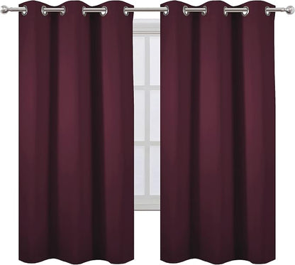 Burgundy Red Blackout Curtains 42 x 63 Inch Length/Set of 2 Curtain - Image 2