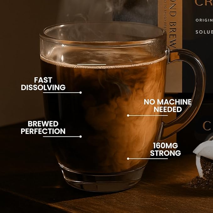 Luxury Instant Espresso - 160mg Caffeine, Hot or Iced Instant Coffees, Cold Brew Coffee, Double Shot Espresso, 12 Counts, 100% Arabica, Sugar Free, No Additives - Original Diamond Brew