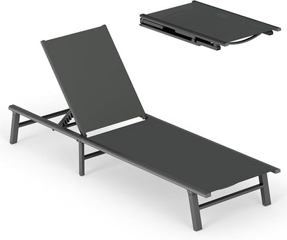 Ciokea Foldable Outdoor Lounge Chair, No Assembly Patio Chaise Lounge Outdoor by CIOKEA