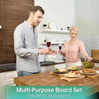 Bamboo Cutting Boards for Kitchen, Wood Cutting Board with Holder, Bamboo Cutting Board Set Reversible with Juice Grooves for Meat Cheese Fruit and Vegetables (Four Piece Set)