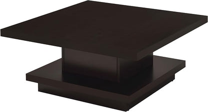 Modern Square Coffee Table 36 in, Wood Living Room Center Table - Image 3