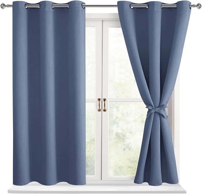 Short Blackout Curtains for Bedroom, 38 x 45 Inch | Thermal Insulated & Energy by Hiasan