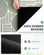 AMOAMI Coffee Mat Hide Stain Rubber Backed Absorbent Dish Drying Mat for Kitchen Counter - Fits Under Coffee Maker or Machine - Green Line 17x31.5