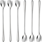 Long Coffee Spoons Steel Set of 6 Stainless Coffee Stirrer Iced Cream Scoop Cocktail Mixing Spoons (6)