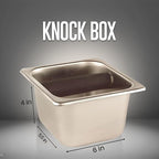 Rattleware Heavy-Duty Stainless Steel Knock Box Espresso Puck Disposal Durable Commercial Grade with Welded Bar Splash Guard All-Stainless Design for Busy Cafes and Home Baristas (6" x 5.5" x 4")