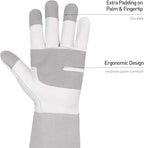 HANDLANDY Long Gardening Gloves for Men & Women, Thorn Proof Rose Pruning Gloves Leather Gauntlets Garden Glove Yard Work Glove (Small, Grey)