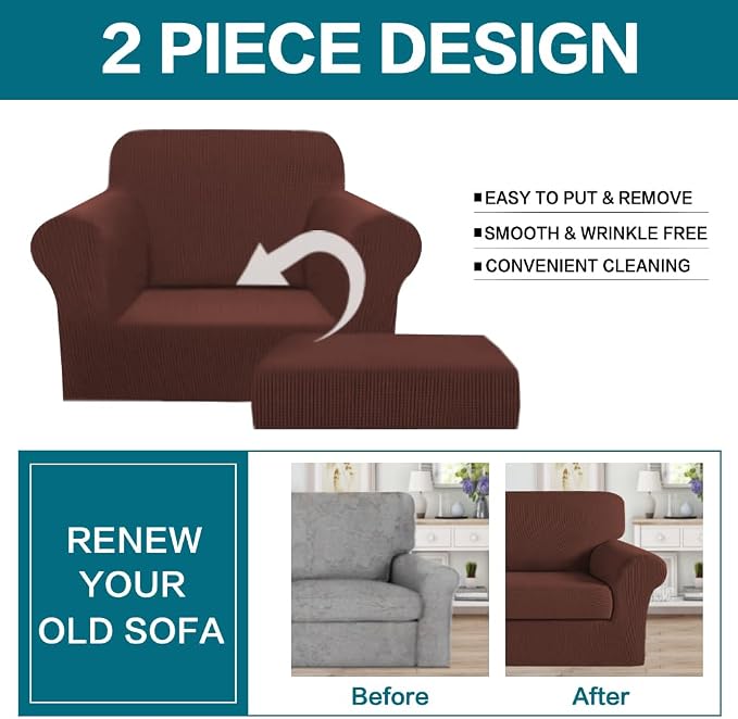Turquoize 2 Piece Chair Covers Armchair Slipcovers - Image 4