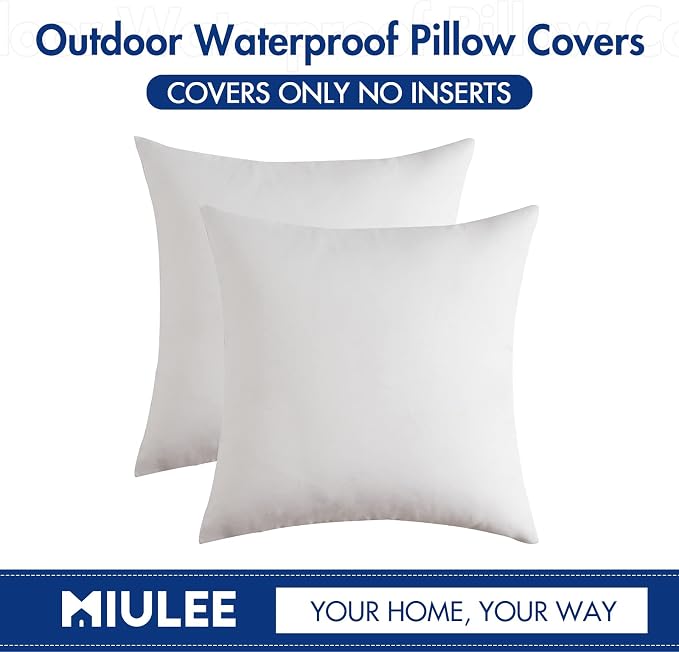 MIULEE Pack of 2 Decorative Outdoor Solid Waterproof Throw Pillow Covers Faux - Image 6