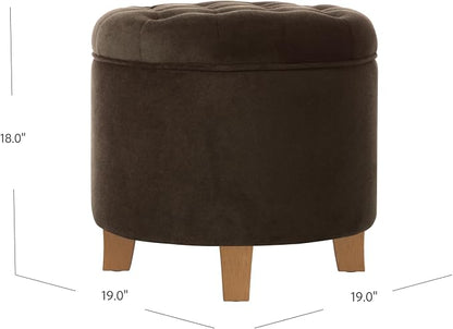 Homepop Home Decor | Upholstered Round Velvet Tufted Foot Rest Ottoman | Ottoman - Image 3