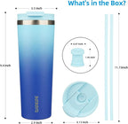 BJPKPK 30oz Insulated Tumbler With lid And Straw Stainless Steel Tumblers Travel Coffee Mug Reusable Thermal Cup,Sky