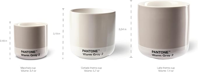 Copenhagen Design Pantone Latte Cup - Double Wall Thermo - Cappuccino Handleless Mug - 7.44oz/220ml, Yellow 012