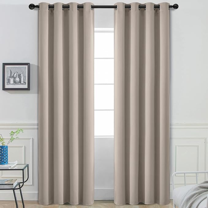 Yakamok Room Darkening Curtains 52x96 inch Length Natural-Living Room | 2 panels by Yakamok