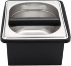 Espresso Knock Box,Stainless Steel Coffee Pucks Container, with Steel Holder and Noise Reduction Rubber Ring (7.28 x 6.8 x 4.25 inch)