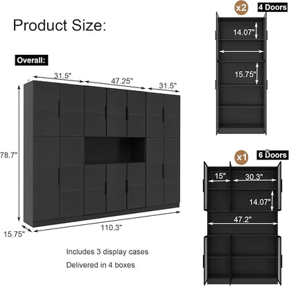 Mekminop Bookcase with Glass Doors and RGB Led Lights, Combination Display - Image 2
