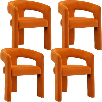 RIVOVA Modern Barrel Dining Chairs Set of 4, Velvet Upholstered Accent Side by RIVOVA