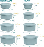 100% Silicone Food Storage Containers with Lids, 8 Pack, 10oz to 51oz, Reusable Leakproof Nesting & Stackable Silicone Bento Lunch Box, Microwave Freezer Dishwasher Oven Safe, BPA Free, Slate Green