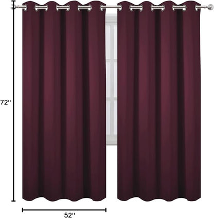 Burgundy Red Thermal Blackout Curtains/52 x 72 Inch/Set of 2 Panels Room - Image 10