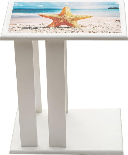BLACK FOREST DECOR Starfish & Shells Wood Side Table - Image 2