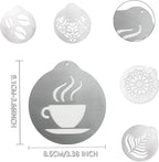 Stainless Steel Coffee Decorating Stencils Foam Barista Templates Decorative Latte Art Stencils Metal Foam Latte Art Templates for DIY Coffee Decor Coffee Making Accessories