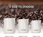 MHW-3BOMBER Milk Frothing Pitcher 520ml/17.6oz Milk Frother Cup Espresso Steaming Pitcher Stainless Steel Milk Frother Cup Barista Latte Art Round Spout Milk Jug, Cream white P6019W-OS