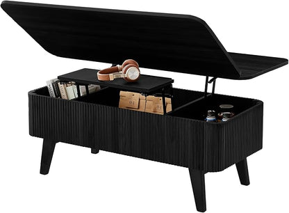 Fluted Lift Top Coffee Table, 3 in 1 Convertible Coffee Tables Converts to - Image 9