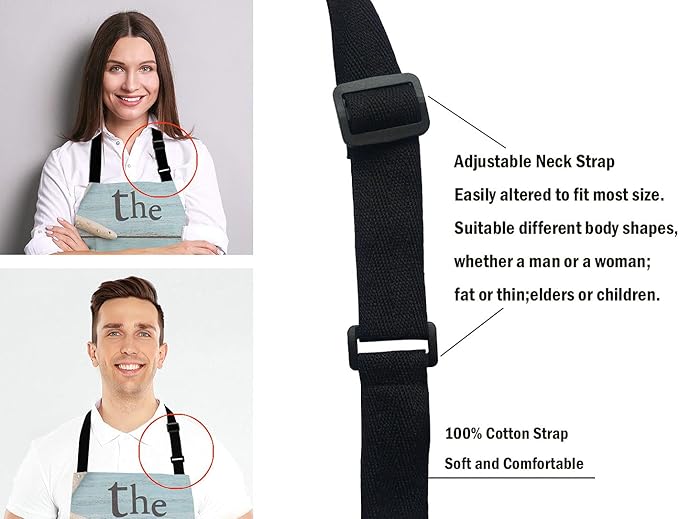The Beach Is My Happy Place Bib Apron with Adjustable Neck for Men Women,Suitable for Home Kitchen Cooking Waitress Chef Grill Bistro Baking Apron