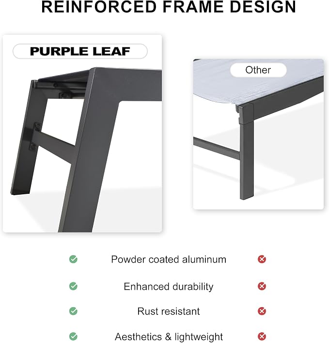 PURPLE LEAF Extra Large Outdoor Chaise Lounge 4 Pieces Aluminum Patio Lounge - Image 7
