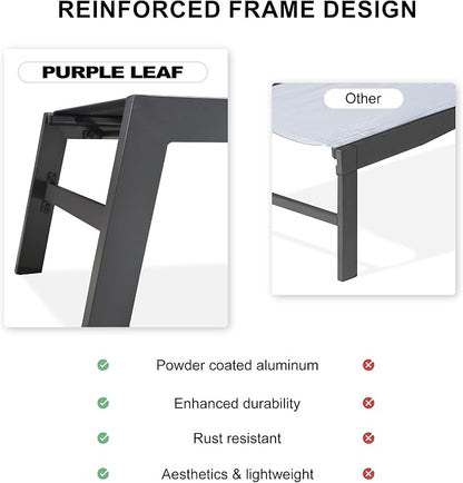 PURPLE LEAF Extra Large Outdoor Chaise Lounge 4 Pieces Aluminum Patio Lounge - Image 7