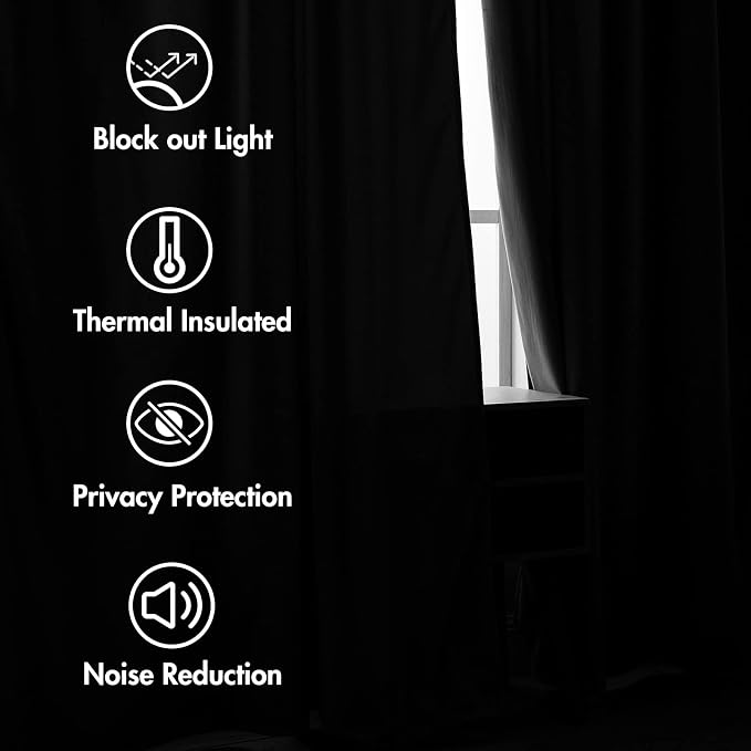 MIULEE Black Velvet Curtains 52x90 inches 2 Panels Luxury Blackout Curtains | - Image 5