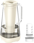 GLACIER FRESH 7 Cup Purela Glass Water Pitcher with 1 Ultrafiltration Membrane and Activated Carbon Filter, Reduces 99% Chlorine, PFOA&PFOS, Coliforms, BPA Free Materials, White
