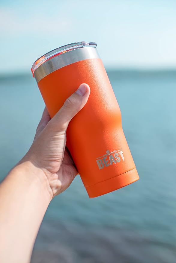 Beast 30 oz Tumbler Stainless Steel Vacuum Insulated Coffee Ice Cup Double Wall Travel Flask (Orange)