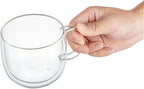 Restaurantware-Forma Professional 16.9 Ounce Double Wall Coffee Mugs, 2 Insulated Coffee Mugs With Handle - Dishwashable, Reusable, Clear Glass Beverage Cups, Freezable, For Hot Or Cold Beverages