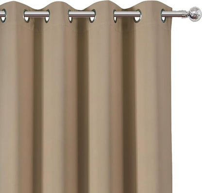 Blackout Curtains 66 x 54 Inch Long Natural Curtains Set of 2 Panels Room - Image 5