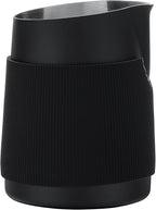 Normcore Handleless Milk Pitcher - Espresso Steaming Pitcher with Round Spout - 18/8 Stainless Steel Milk Frothing Jug, Black Non-Stick - Premium Barista Tools - Black - 15.2 oz (450 ml)