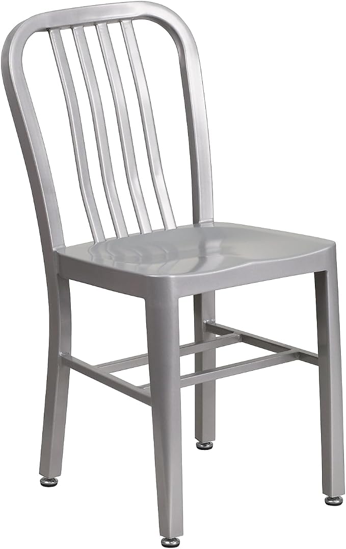 Flash Furniture Commercial Grade Silver Metal Indoor-Outdoor Chair by FlashFurniture