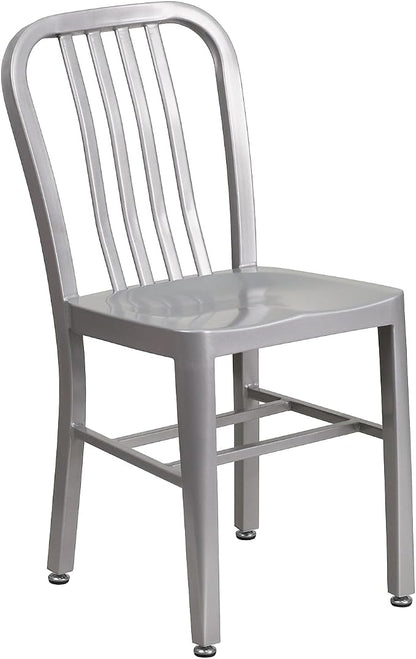 Flash Furniture Commercial Grade Silver Metal Indoor-Outdoor Chair by FlashFurniture
