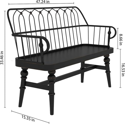 DIBRATY Entryway Bench, Spindle Back Wooden Dinning Bench, Farmhouse Foyer Bench - Image 2
