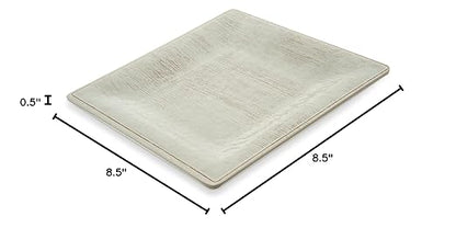 Carlisle FoodService Products Grove Reusable Plastic Plate Square Plate with Rim for Home and Restaurant, Melamine, 8.5 Inches, Buff