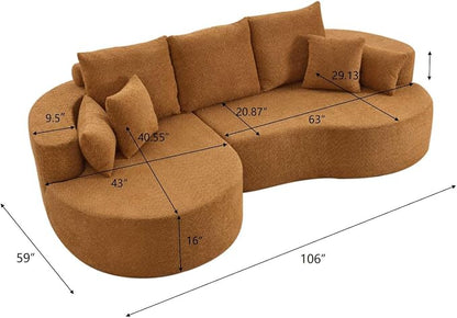 106'' Sectional Curved Sofa Sponge Couch - Image 2