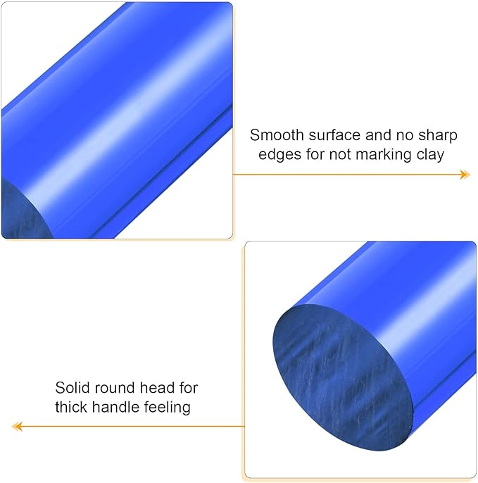 HARFINGTON Acrylic Clay Roller 8 Inch x 1 Inch Solid Non-Stick Plastic Round Tube Roller Polymer Clay Rod Fondant Rolling Pin for Shaping, Sculpting, Modeling DIY Crafts, Blue