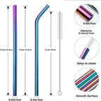 VEHHE Metal Stanley Straw, 12.5-inch Long Stainless Steel Stanley Cup Straw, 4 Pack Reusable Drinking Straws with Cleaning Brush for Stanley Cup Accessories(Rainbow)
