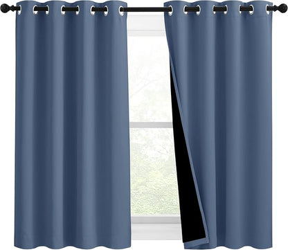 NICETOWN Stone Blue 100% Blackout Curtains 54 inches Long, Thermal Insulated by NICETOWN
