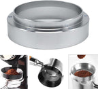 1pc Espresso Dosing Funnel 51/53/58mm Coffee Dosing Ring Aluminum Espresso Distribution Coffee Tool for Home Coffee Bar Shop College Dorm Room Apartment Essential Coffee Accessories (53mm, Silvery)