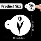 Marspark 30 Pieces Coffee Stencil Cookie Cake Stencils Latte Art Reusable Plastic DIY Bake Stencils Leaves Butterfly Flowers Bird for Coffee Cookie Drawing