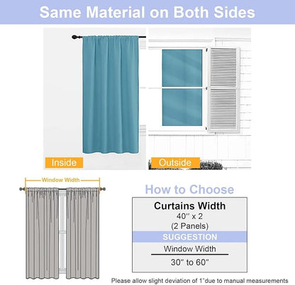 Simplebrand Ava Turquoise Short 36 Inches Blackout Curtain 2 Panels Set - Image 7