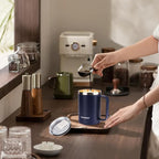 14 oz Stainless Steel Vacuum Insulated Tumbler with handle & MacSlider Lid, Dishwasher Safe & Spill Proof Coffee Cup, Travel Mug for Hot/Cold Drinks, Durable Design - Navy