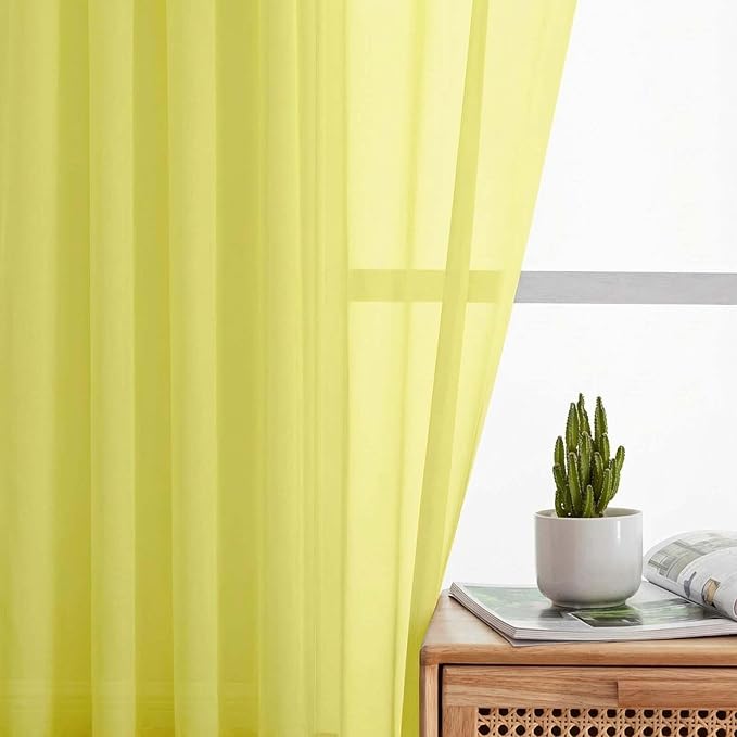Sheer Curtains 63 Inch Length 2 Panels Set - Image 6
